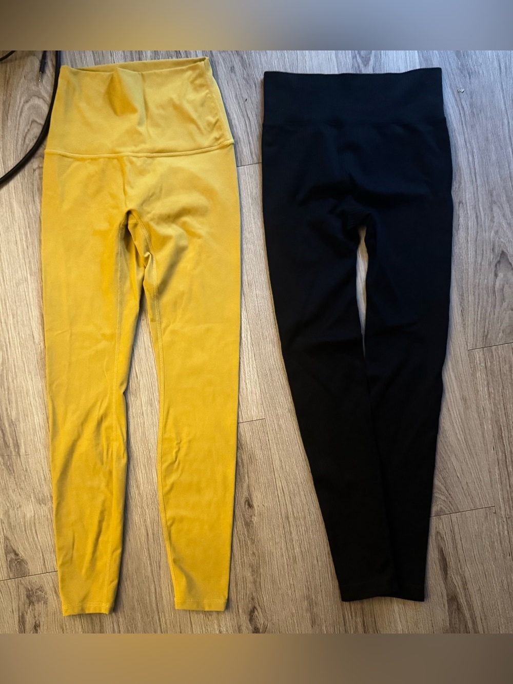 Halara 2-Piece High Waisted Leggings Bundle | Size Small Black Ribbed Yellow